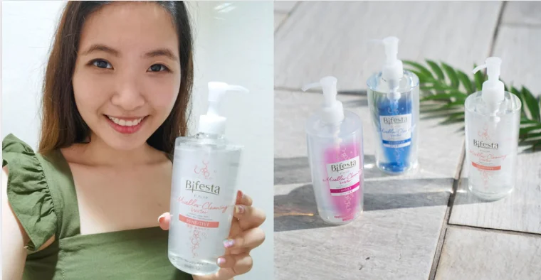 Girl holding Bifesta micellar cleansing water